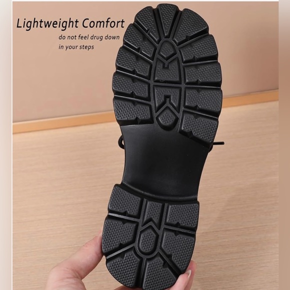 Women’s  Platform Oxford Lace-Up Chunky Heels - Black Size 9.5 - Picture 5 of 8